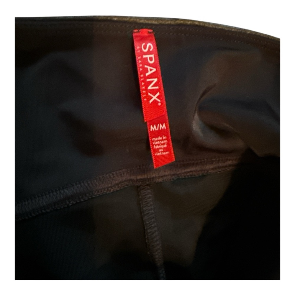 Spanx Faux Leather Black Shiny Leggings Medium - Picture 3 of 3
